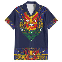 Haiti Flag Traditional Dashiki Family Matching Puletasi and Hawaiian Shirt Black Color LT03 Dad's Shirt - Short Sleeve Black - Polynesian Pride