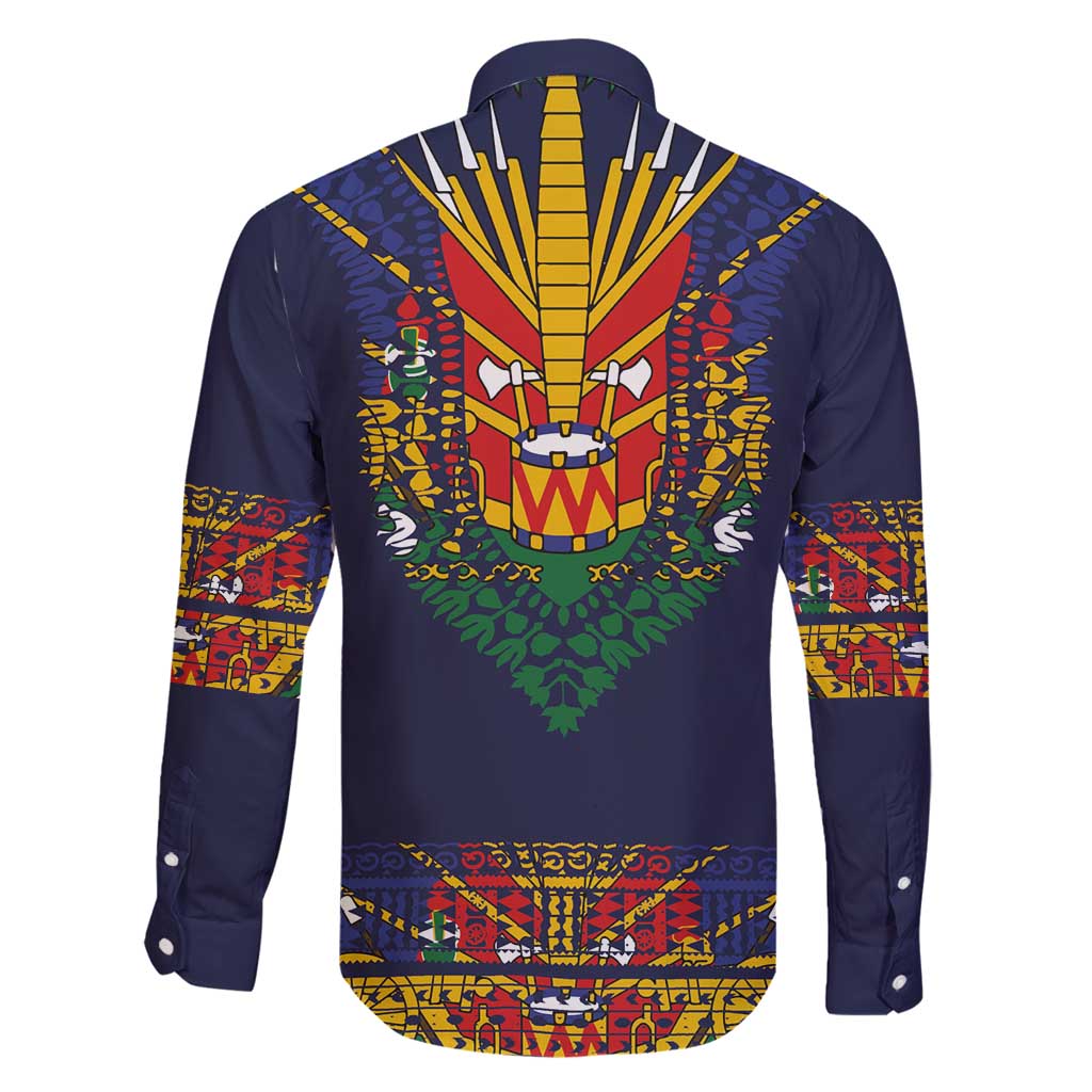 Haiti Flag Traditional Dashiki Family Matching Puletasi and Hawaiian Shirt Black Color LT03 - Polynesian Pride