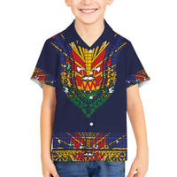 Haiti Flag Traditional Dashiki Family Matching Puletasi and Hawaiian Shirt Black Color LT03 Son's Shirt Black - Polynesian Pride