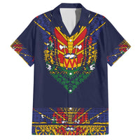Haiti Flag Traditional Dashiki Family Matching Short Sleeve Bodycon Dress and Hawaiian Shirt Black Color LT03 Dad's Shirt - Short Sleeve Black - Polynesian Pride