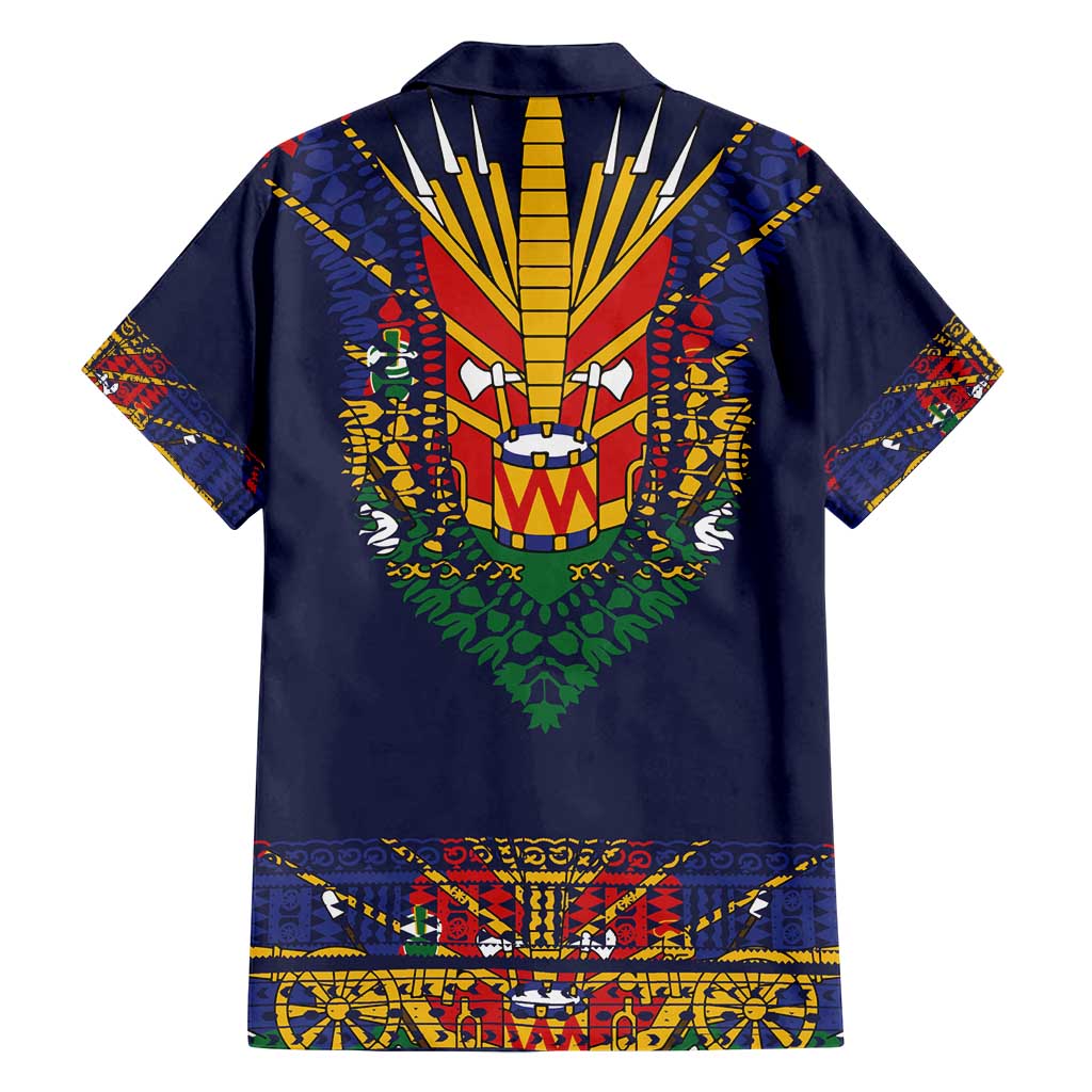 Haiti Flag Traditional Dashiki Family Matching Summer Maxi Dress and Hawaiian Shirt Black Color LT03 - Polynesian Pride