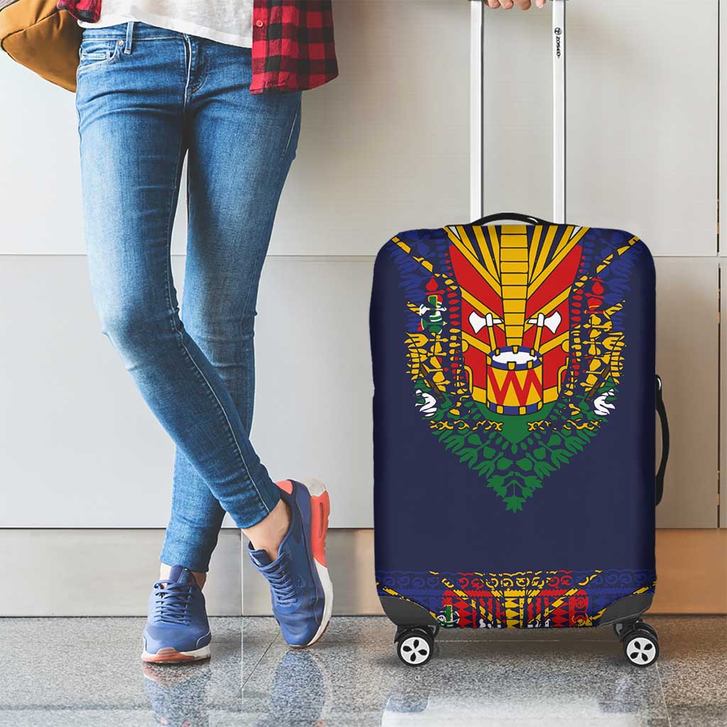 Haiti Flag Traditional Dashiki Luggage Cover Black Color LT03 - Polynesian Pride