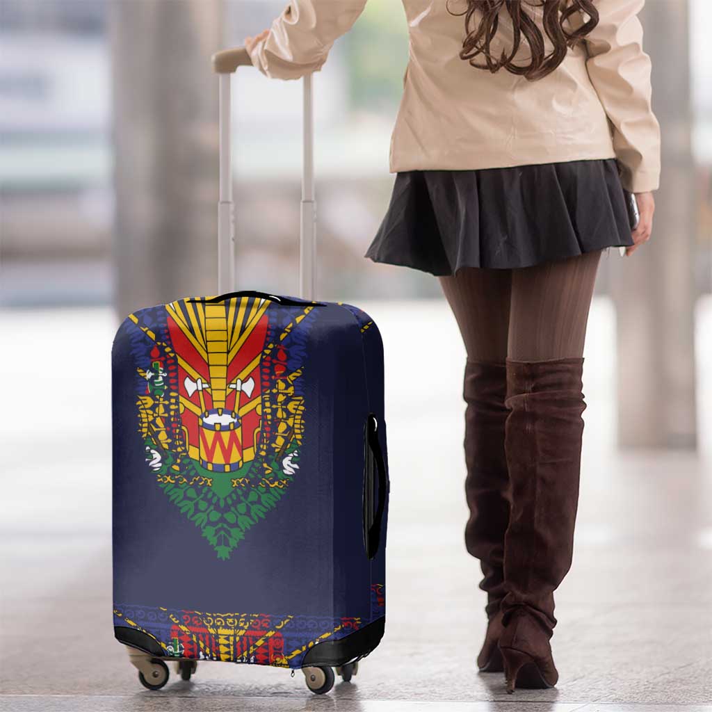 Haiti Flag Traditional Dashiki Luggage Cover Black Color LT03 - Polynesian Pride