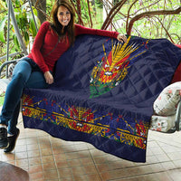 Haiti Flag Traditional Dashiki Quilt Black Color - Polynesian Pride