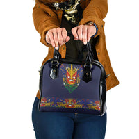 Haiti Flag Traditional Dashiki Shoulder Handbag Black Color - Polynesian Pride