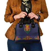 Haiti Flag Traditional Dashiki Shoulder Handbag Black Color - Polynesian Pride
