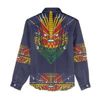Haiti Flag Traditional Dashiki Women Casual Shirt Black Color - Polynesian Pride