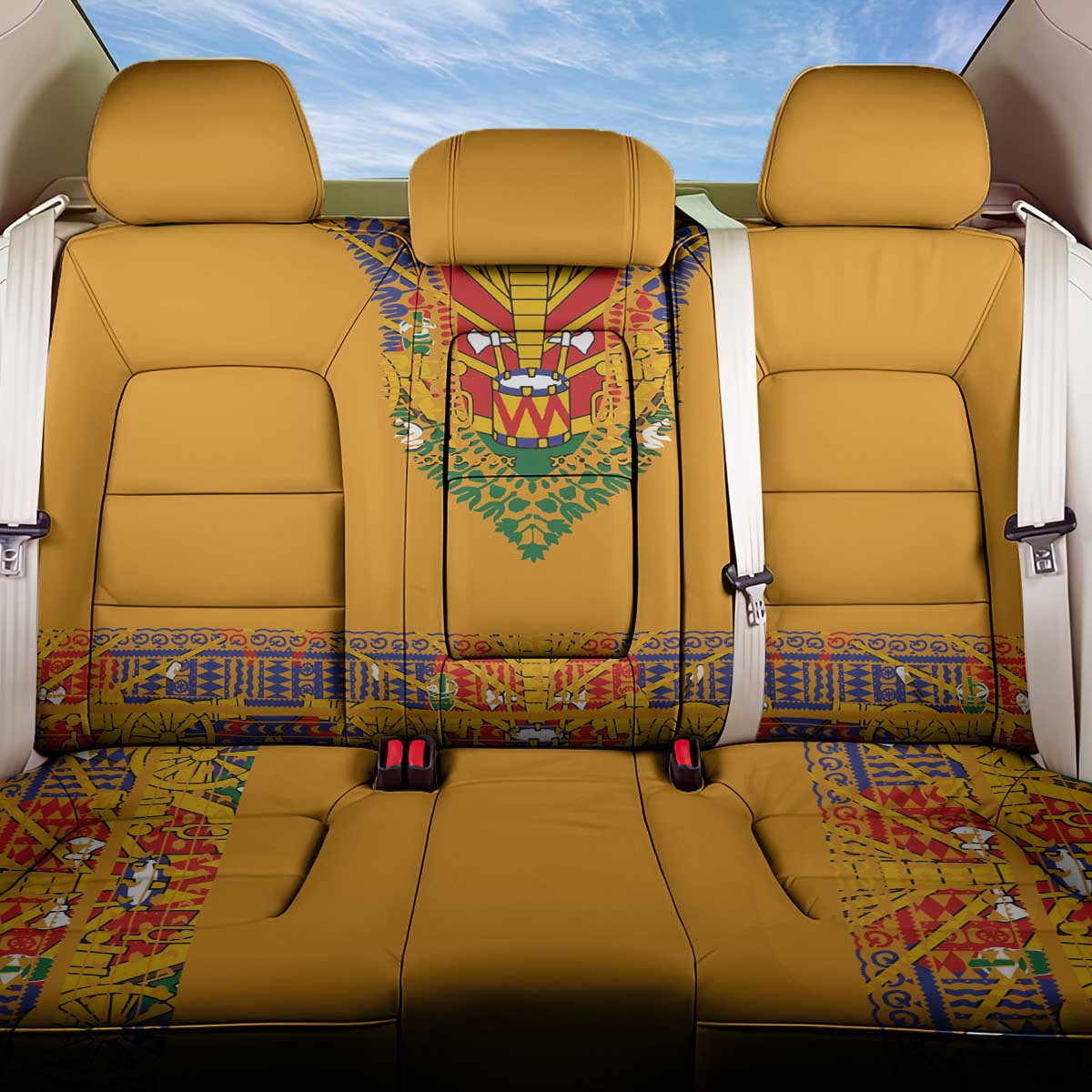 Haiti Flag Traditional Dashiki Back Car Seat Cover Yellow Color - Polynesian Pride