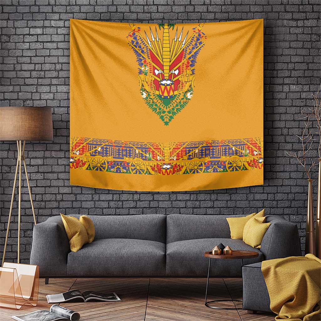 Haiti Flag Traditional Dashiki Tapestry Yellow Color - Polynesian Pride