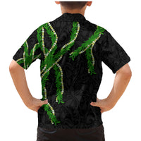 Hawaii Maile Lei Family Matching Mermaid Dress and Hawaiian Shirt Aloha Black Color LT03 - Polynesian Pride