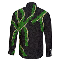 Hawaii Maile Lei Family Matching Mermaid Dress and Hawaiian Shirt Aloha Black Color LT03 - Polynesian Pride