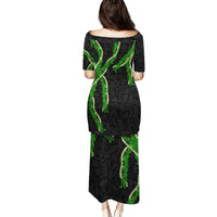 Hawaii Maile Lei Family Matching Puletasi and Hawaiian Shirt Aloha Black Color LT03 - Polynesian Pride