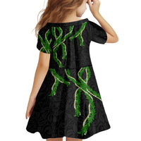 Hawaii Maile Lei Kid Short Sleeve Dress Aloha Black Color LT03 - Polynesian Pride