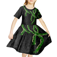 Hawaii Maile Lei Kid Short Sleeve Dress Aloha Black Color LT03 - Polynesian Pride