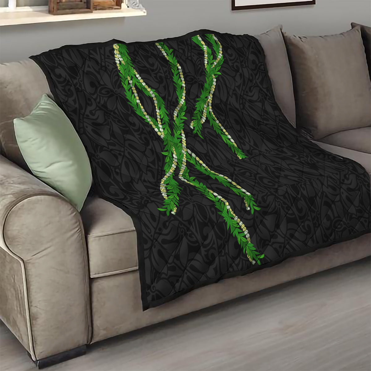 Hawaii Maile Lei Quilt Aloha Black Color