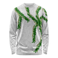 Hawaii Maile Lei Long Sleeve Shirt Aloha White Color LT03 Unisex White - Polynesian Pride