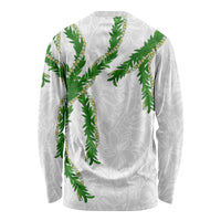 Hawaii Maile Lei Long Sleeve Shirt Aloha White Color LT03 - Polynesian Pride