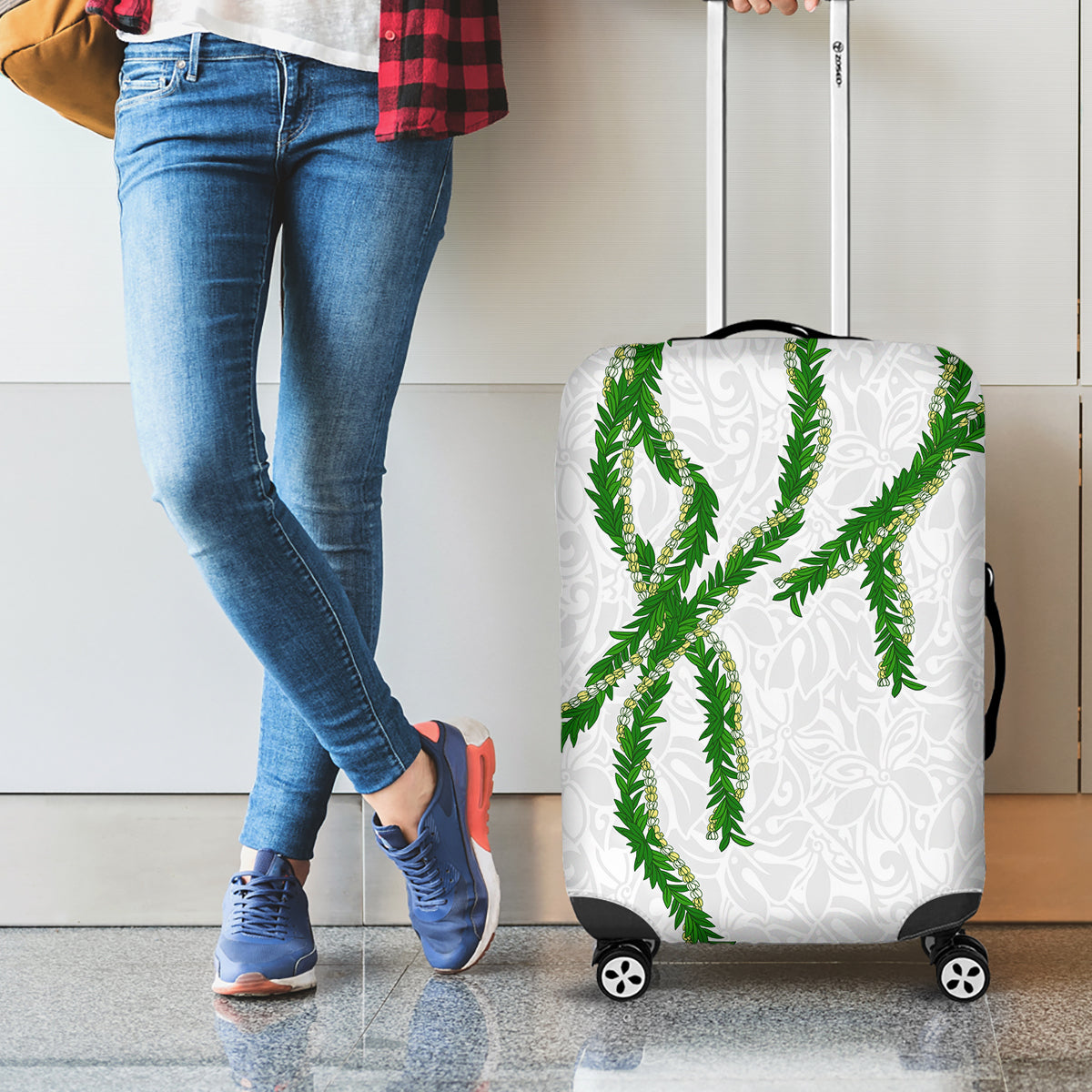 Hawaii Maile Lei Luggage Cover Aloha White Color LT03 - Polynesian Pride