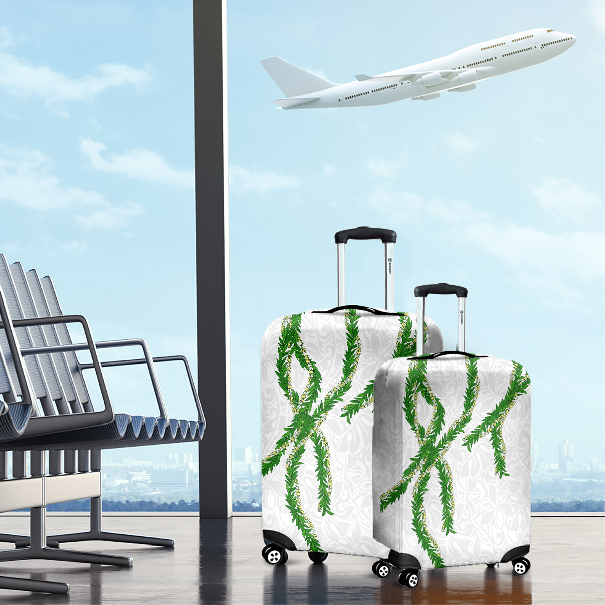 Hawaii Maile Lei Luggage Cover Aloha White Color LT03 - Polynesian Pride