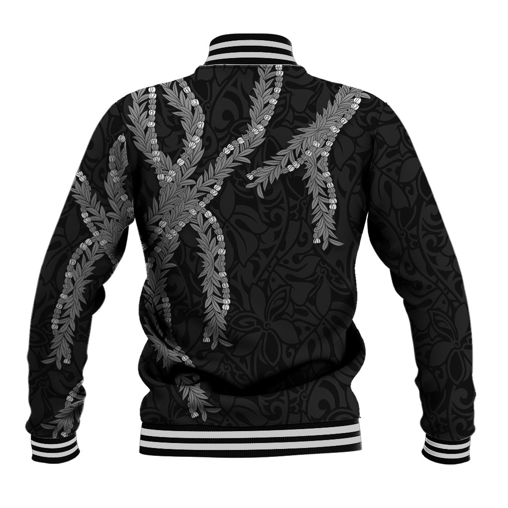 Hawaii Maile Lei Baseball Jacket Aloha Grayscale Color