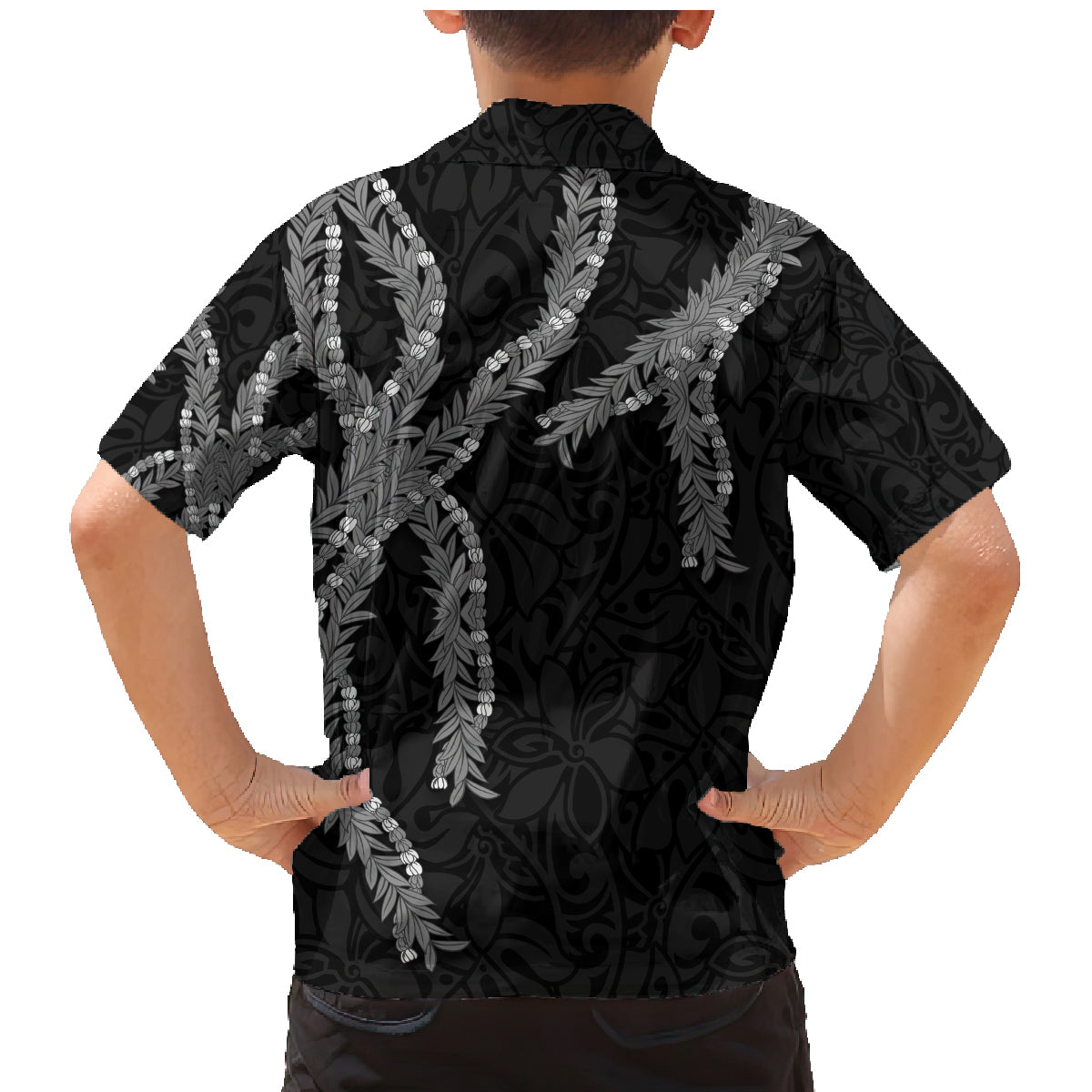 Hawaii Maile Lei Family Matching Mermaid Dress and Hawaiian Shirt Aloha Grayscale Color LT03 - Polynesian Pride