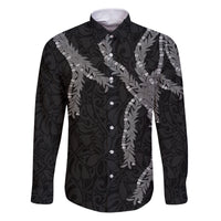 Hawaii Maile Lei Family Matching Puletasi and Hawaiian Shirt Aloha Grayscale Color LT03 Dad's Shirt - Long Sleeve Grayscale - Polynesian Pride