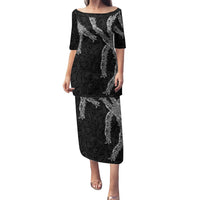 Hawaii Maile Lei Family Matching Puletasi and Hawaiian Shirt Aloha Grayscale Color LT03 Mom's Dress Grayscale - Polynesian Pride