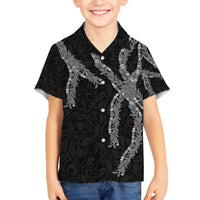 Hawaii Maile Lei Family Matching Puletasi and Hawaiian Shirt Aloha Grayscale Color LT03 Son's Shirt Grayscale - Polynesian Pride