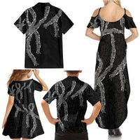 Hawaii Maile Lei Family Matching Summer Maxi Dress and Hawaiian Shirt Aloha Grayscale Color