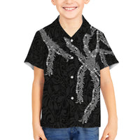 Hawaii Maile Lei Kid Hawaiian Shirt Aloha Grayscale Color