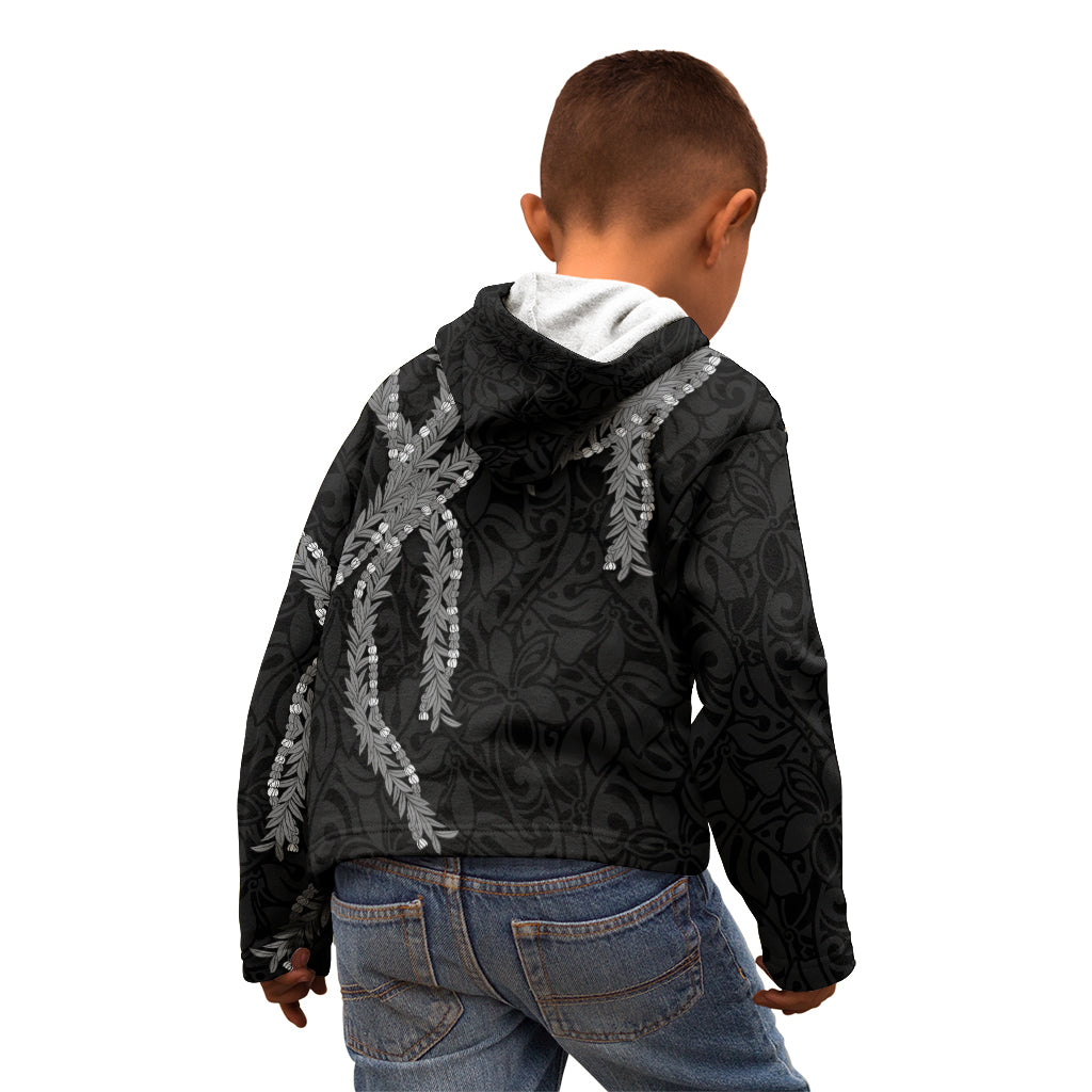 Hawaii Maile Lei Kid Hoodie Aloha Grayscale Color