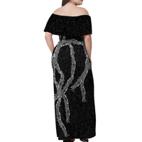Hawaii Maile Lei Off Shoulder Maxi Dress Aloha Grayscale Color LT03 - Polynesian Pride