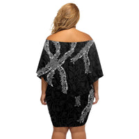Hawaii Maile Lei Off Shoulder Short Dress Aloha Grayscale Color LT03 - Polynesian Pride