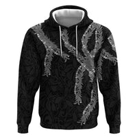 Hawaii Maile Lei Zip Hoodie Aloha Grayscale Color