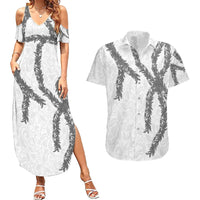 Hawaii Maile Lei Couples Matching Summer Maxi Dress and Hawaiian Shirt Aloha The Grey Color
