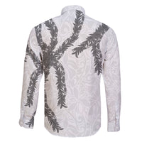 Hawaii Maile Lei Family Matching Long Sleeve Bodycon Dress and Hawaiian Shirt Aloha The Grey Color