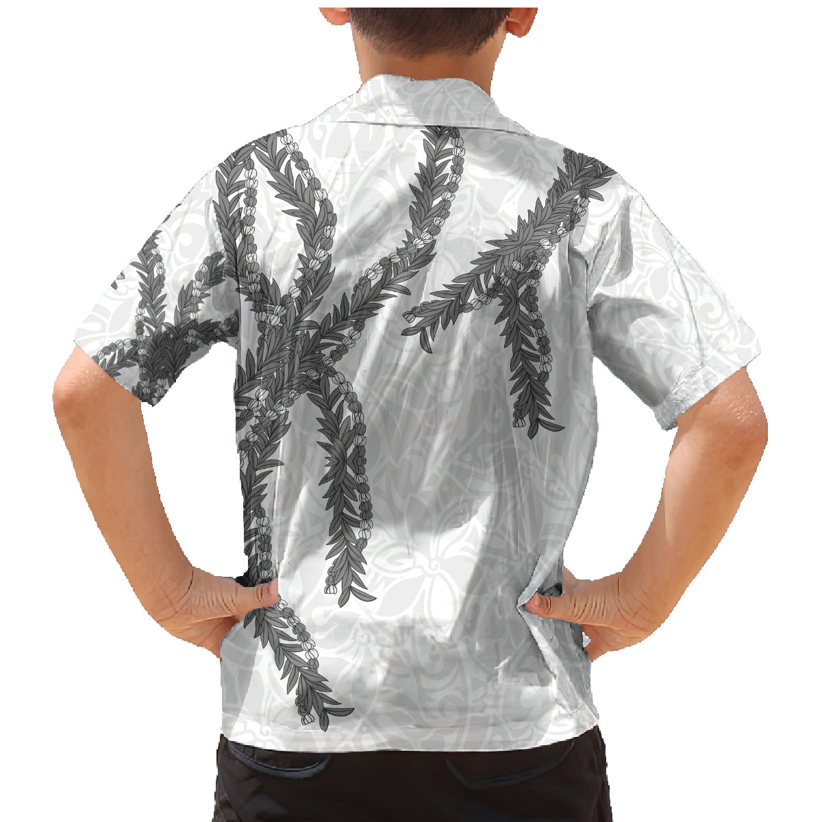 Hawaii Maile Lei Family Matching Mermaid Dress and Hawaiian Shirt Aloha The Grey Color LT03 - Polynesian Pride