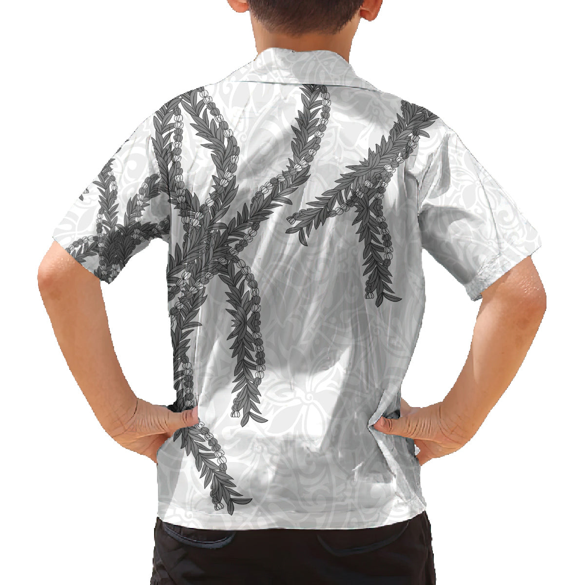Hawaii Maile Lei Family Matching Puletasi and Hawaiian Shirt Aloha The Grey Color LT03 - Polynesian Pride