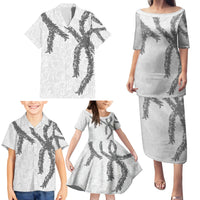 Hawaii Maile Lei Family Matching Puletasi and Hawaiian Shirt Aloha The Grey Color LT03 - Polynesian Pride