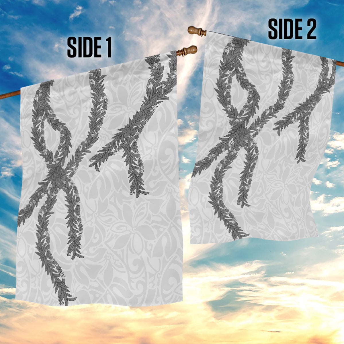Hawaii Maile Lei Garden Flag Aloha The Grey Color LT03 - Polynesian Pride