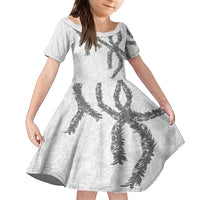 Hawaii Maile Lei Kid Short Sleeve Dress Aloha The Grey Color LT03 KID Grey - Polynesian Pride