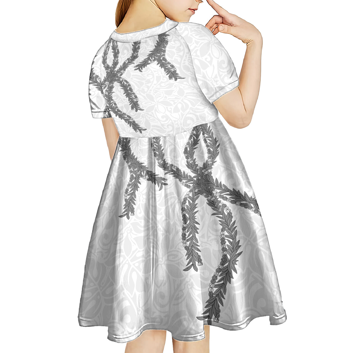 Hawaii Maile Lei Kid Short Sleeve Dress Aloha The Grey Color LT03 - Polynesian Pride