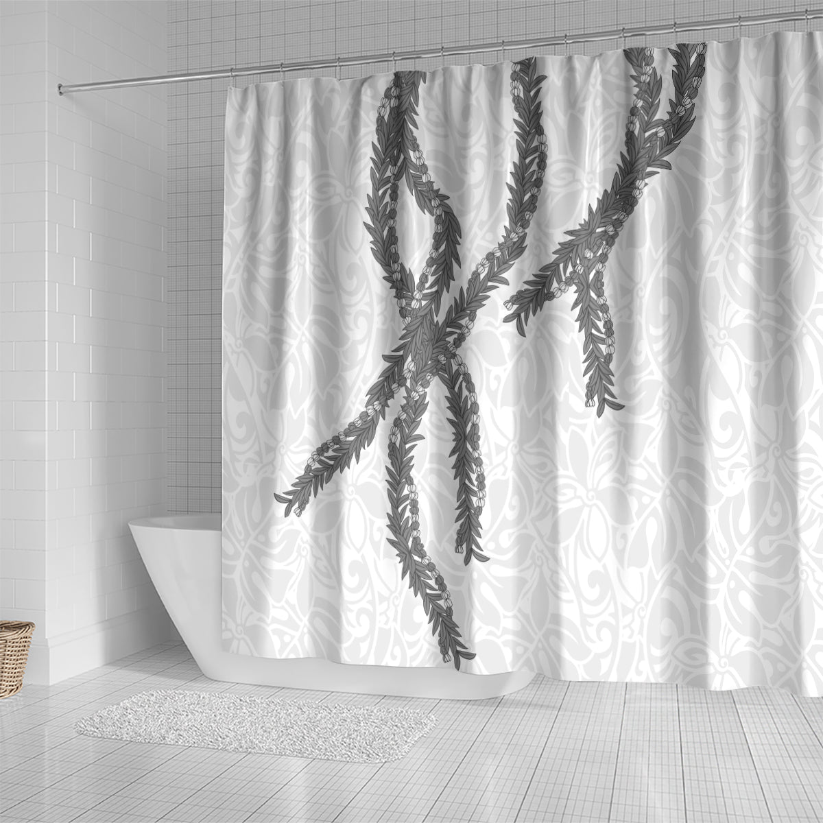 Hawaii Maile Lei Shower Curtain Aloha The Grey Color LT03 - Polynesian Pride