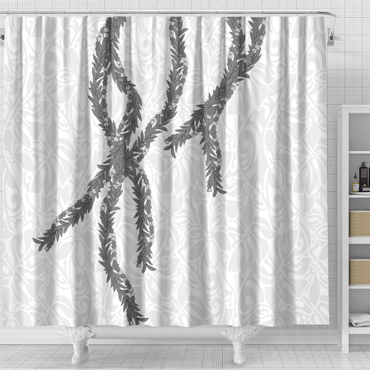 Hawaii Maile Lei Shower Curtain Aloha The Grey Color LT03 - Polynesian Pride