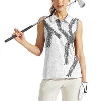 Hawaii Maile Lei Women Sleeveless Polo Shirt Aloha The Grey Color
