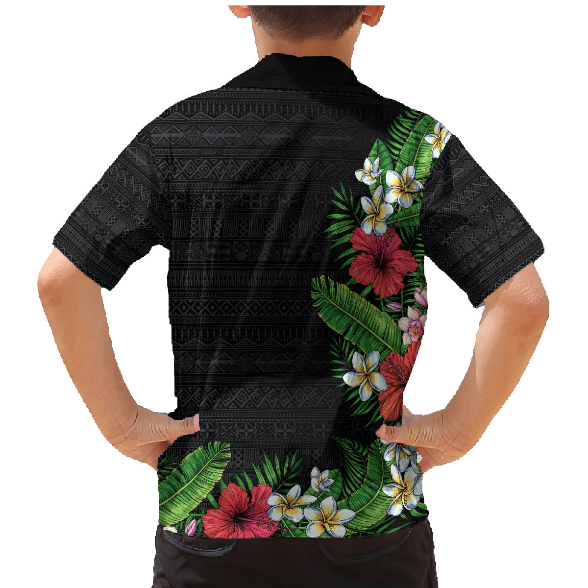 Hawaii Tropical Flowers and Leaves Family Matching Mermaid Dress and Hawaiian Shirt Tapa Pattern Colorful Mode LT03 - Polynesian Pride