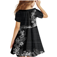 Hawaii Tropical Flowers and Leaves Family Matching Mermaid Dress and Hawaiian Shirt Tapa Pattern Grayscale Mode LT03 - Polynesian Pride
