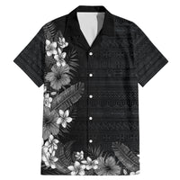 Hawaii Tropical Flowers and Leaves Family Matching Mermaid Dress and Hawaiian Shirt Tapa Pattern Grayscale Mode LT03 Dad's Shirt - Short Sleeve Grayscale - Polynesian Pride