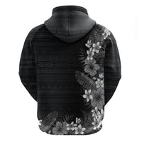 Hawaii Tropical Flowers and Leaves Hoodie Tapa Pattern Grayscale Mode LT03 - Polynesian Pride