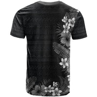 Hawaii Tropical Flowers and Leaves T Shirt Tapa Pattern Grayscale Mode LT03 - Polynesian Pride